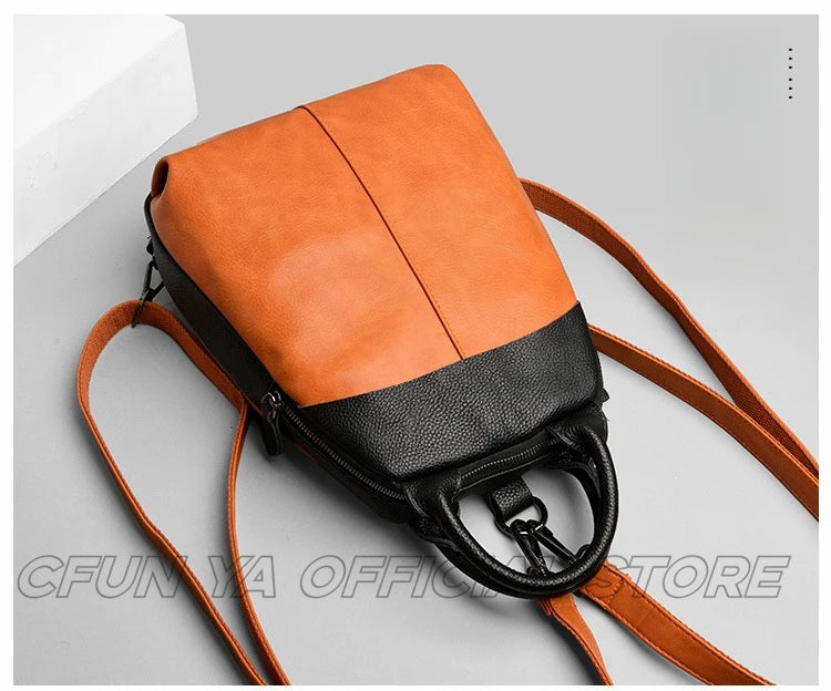 CFUN YA New Luxury Fashion Backpack For Women Real Leather Small Bagpack Anti-Theft Back Bag Mummy Causal Bags Mochilas Handbag