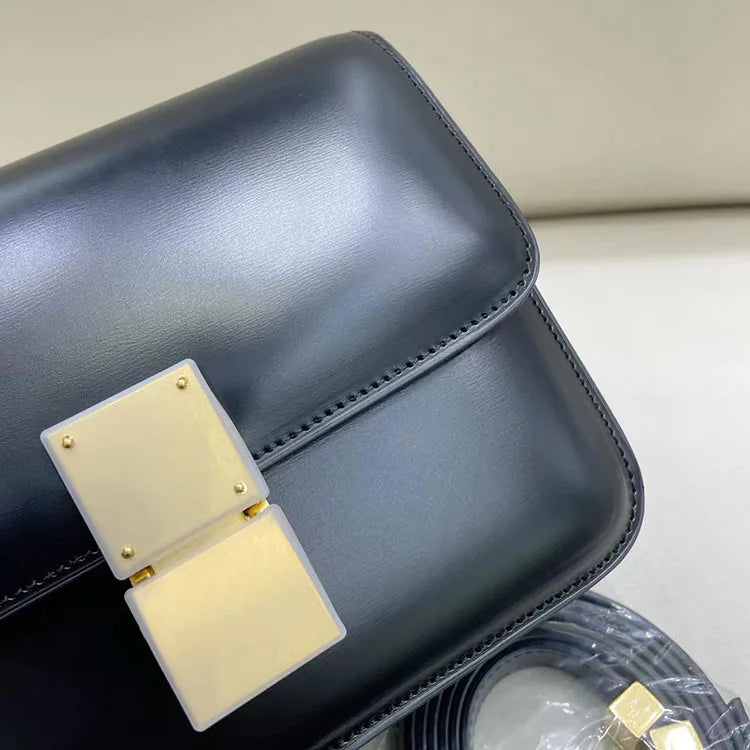 Silver Lock Box Black Women's Bag Luxury Crossbody Bag Tofu Square Shoulder Bag Messenger Real Leather Flap Lady Handbag 2023