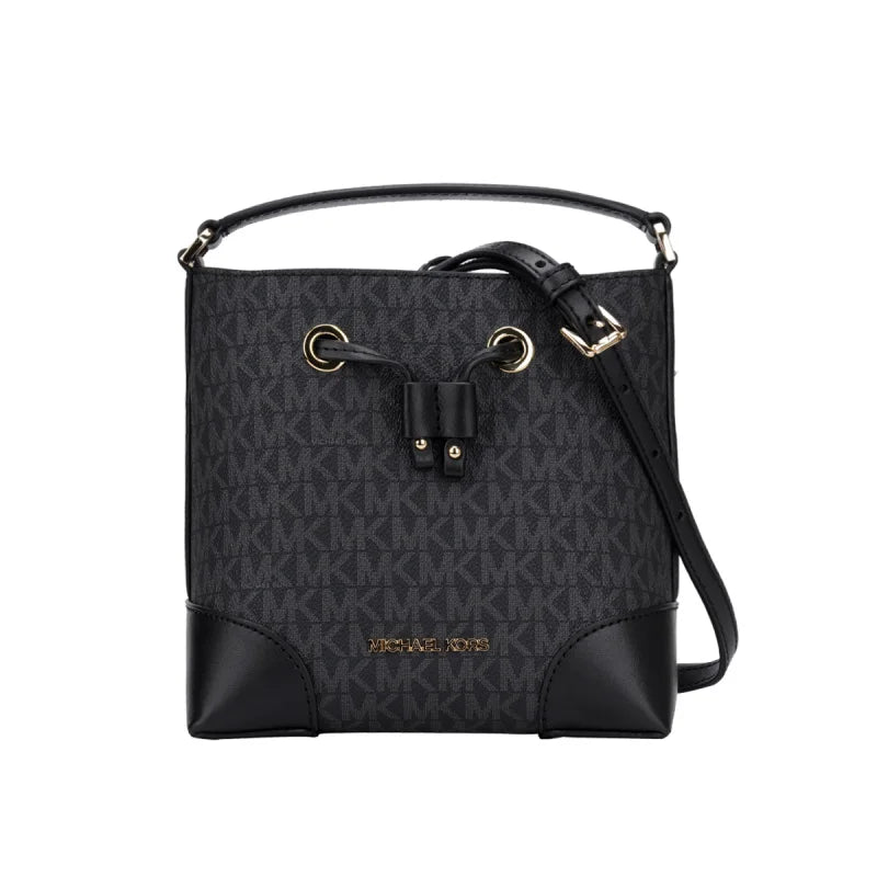 Michael Kors Mercer Small Bucket Bag - PVC Print with Leather Trim, Women's Handheld Crossbody Bag