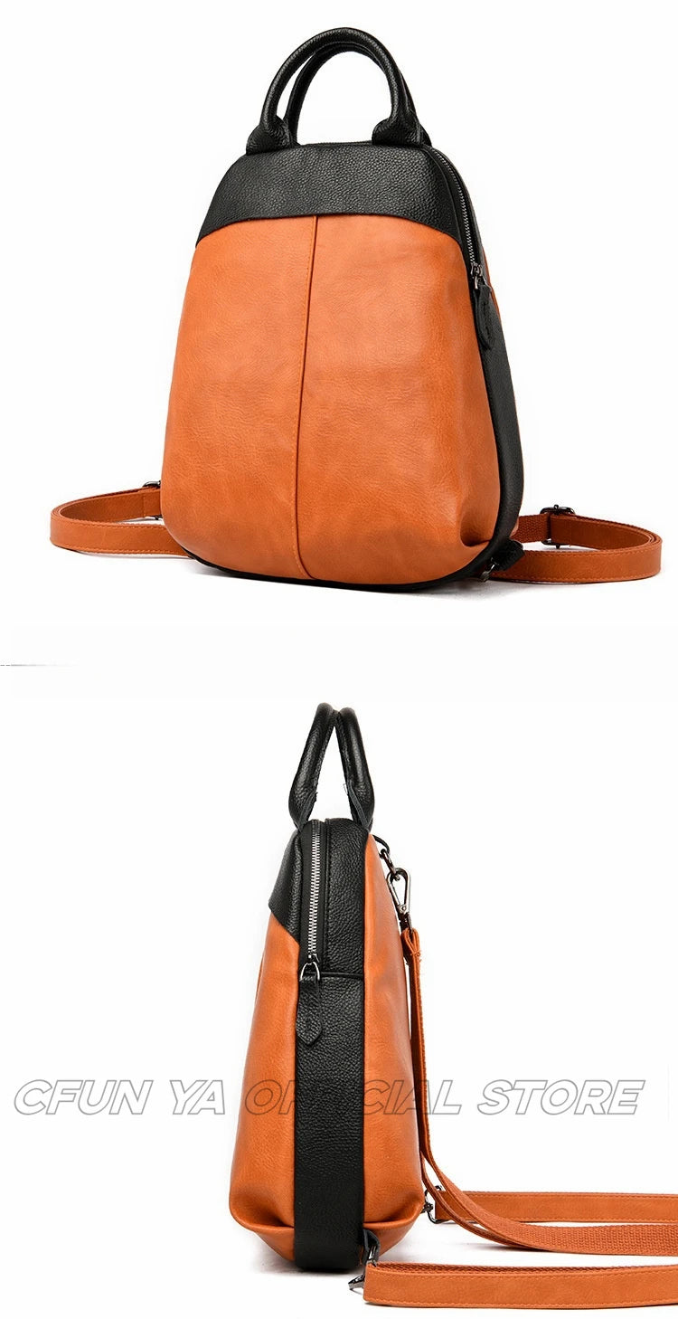 CFUN YA New Luxury Fashion Backpack For Women Real Leather Small Bagpack Anti-Theft Back Bag Mummy Causal Bags Mochilas Handbag