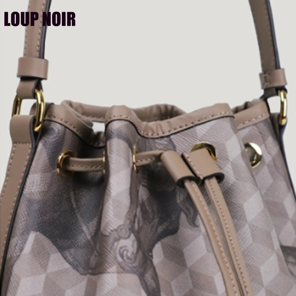 Original LOUP NOIR Luxury brands tote bags Women men bag Highest quality Almond Mini Bucket Bag Makeup tote Leather bags