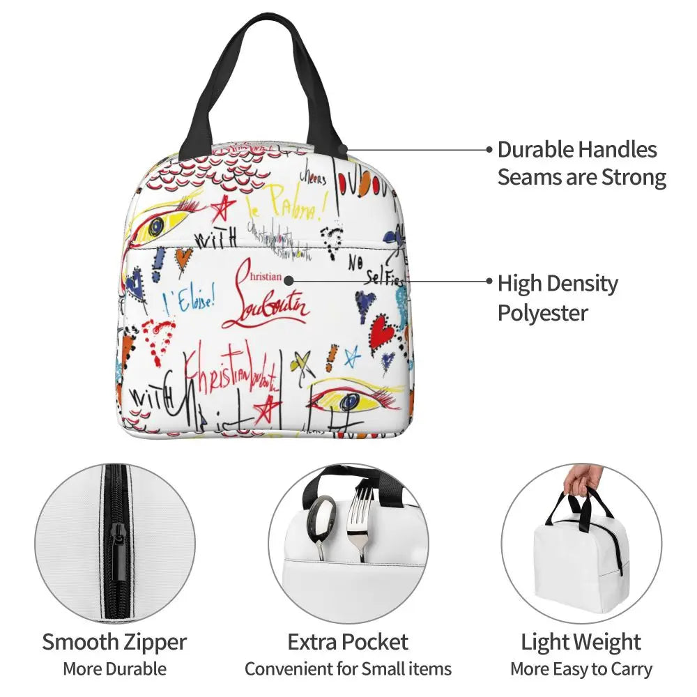 Christians High Heels Louboutins Insulated Lunch Bags Thermal Bag Meal Container Lady Beauty Large Tote Lunch Box Bento Pouch