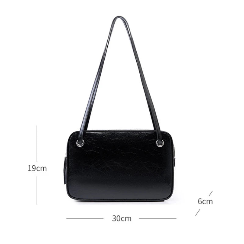 Luxury Messenger Bag Women Leather Bags Roomy Simple Style Lady Genuine Leather Handbag Shoulder Satchel Tote Black 2023 New