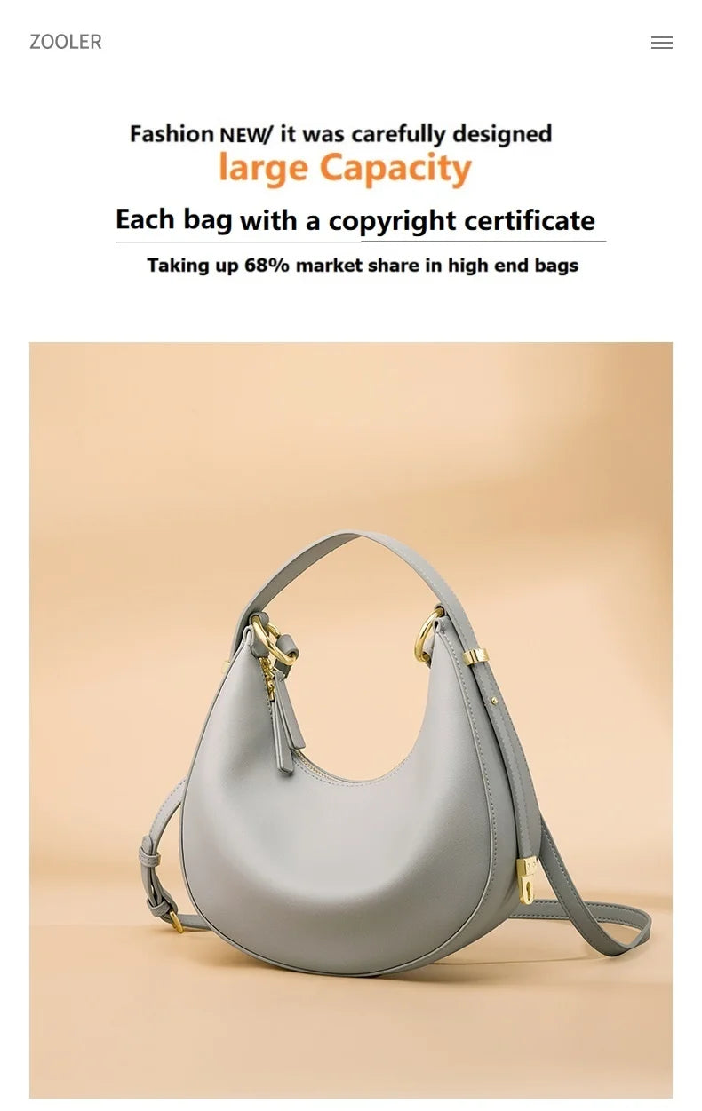 Original Cow Bag Fashion Luxury Real Leather Bags Handcraft Ladies Women Handbag Second Skin Half Moon Purses#SC1005