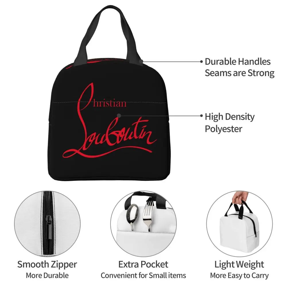 Christians High Heels Louboutins Insulated Lunch Bags Thermal Bag Meal Container Lady Beauty Large Tote Lunch Box Bento Pouch