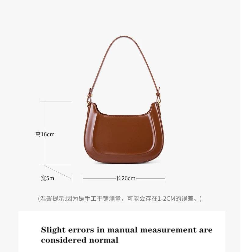 Genuine leather red shoulder bag woman minimalist crossbody bag cowhide handbags female luxury bag armpit bag saddle bag