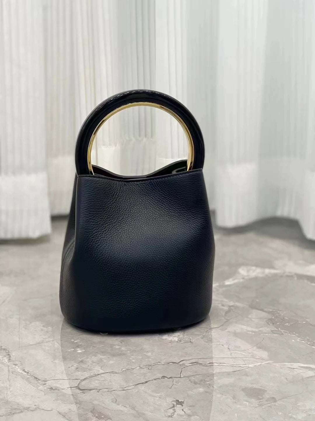 Fashion Large Capacity Leather Bucket Bag For Women Luxury Design High Quality Cowhide Handbags High-end Elegant Lady Dinner Bag