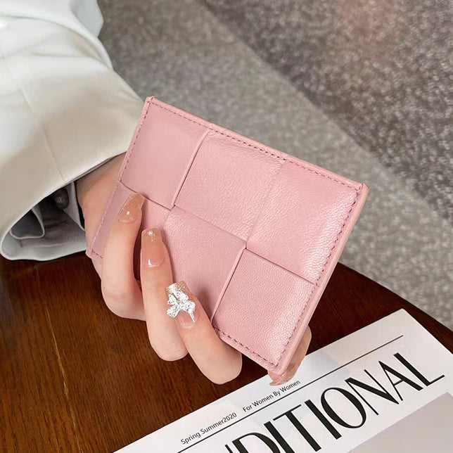 Fashion Woman Card Holder Luxury Genuine Leather Business Card Wallet Custom Initials Wallet Sheep Skin Brand Thin Coin Purse