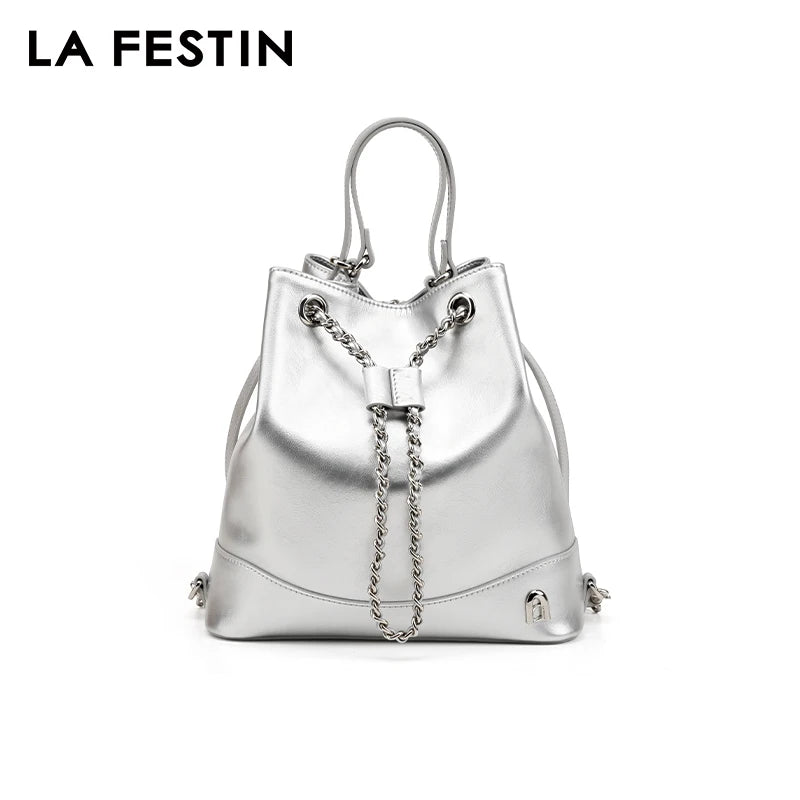 LA FESTIN Original 2024 New Versatile Backpack for Women y2k Bag Large Capacity Chain Bag Girl School Bag Travel Book Bag