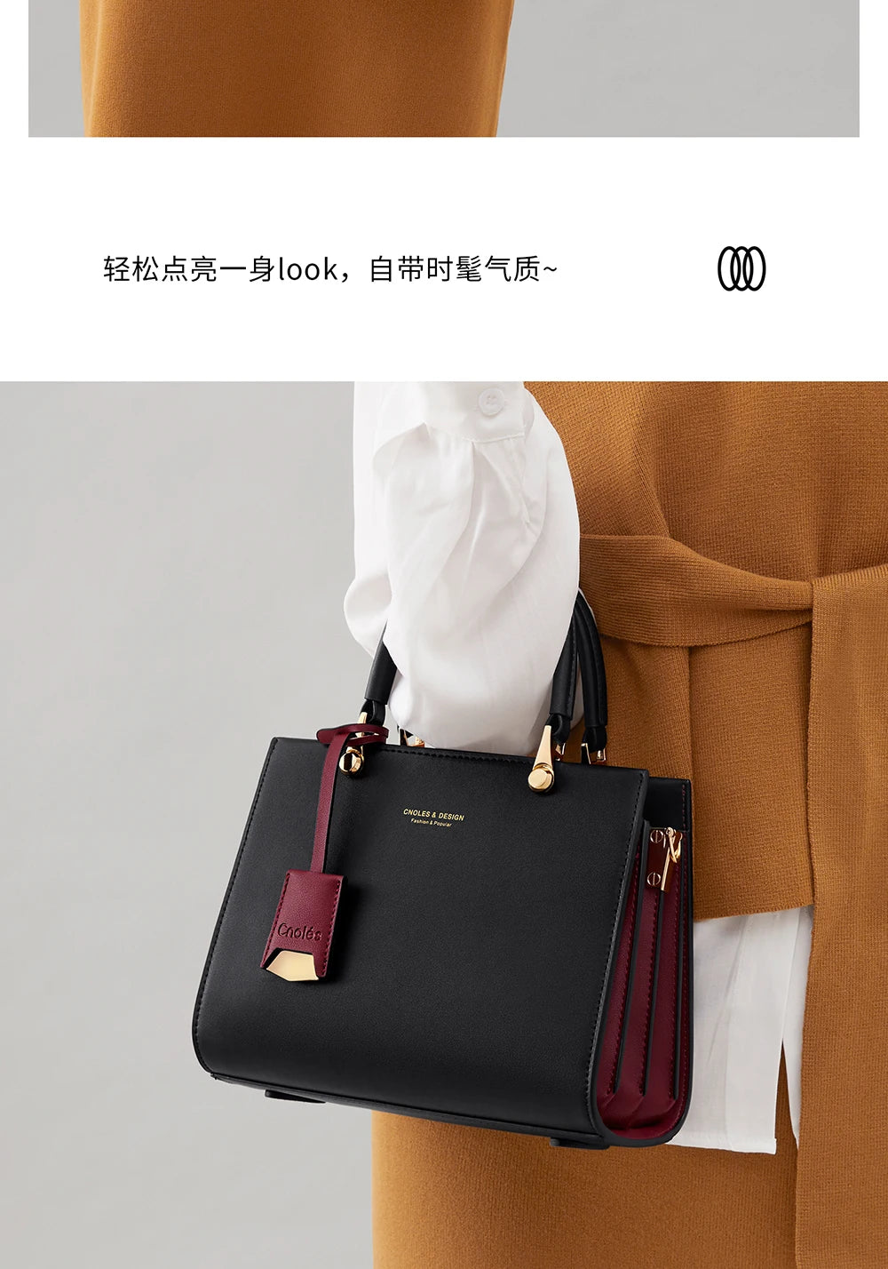 Cnoles Brand Women Handbags Large Size Shoulder Bags For Female Luxury Designer Top-Handle Tote Crossbody Bag Purse Wallet