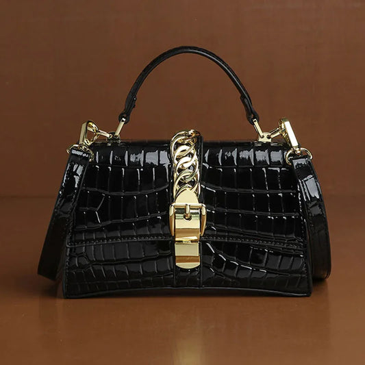 Crocodile Pattern Genuine leather Women's Bag 2024 New luxury Handbag, light luxury Single Shoulder Crossbody Women's Bag