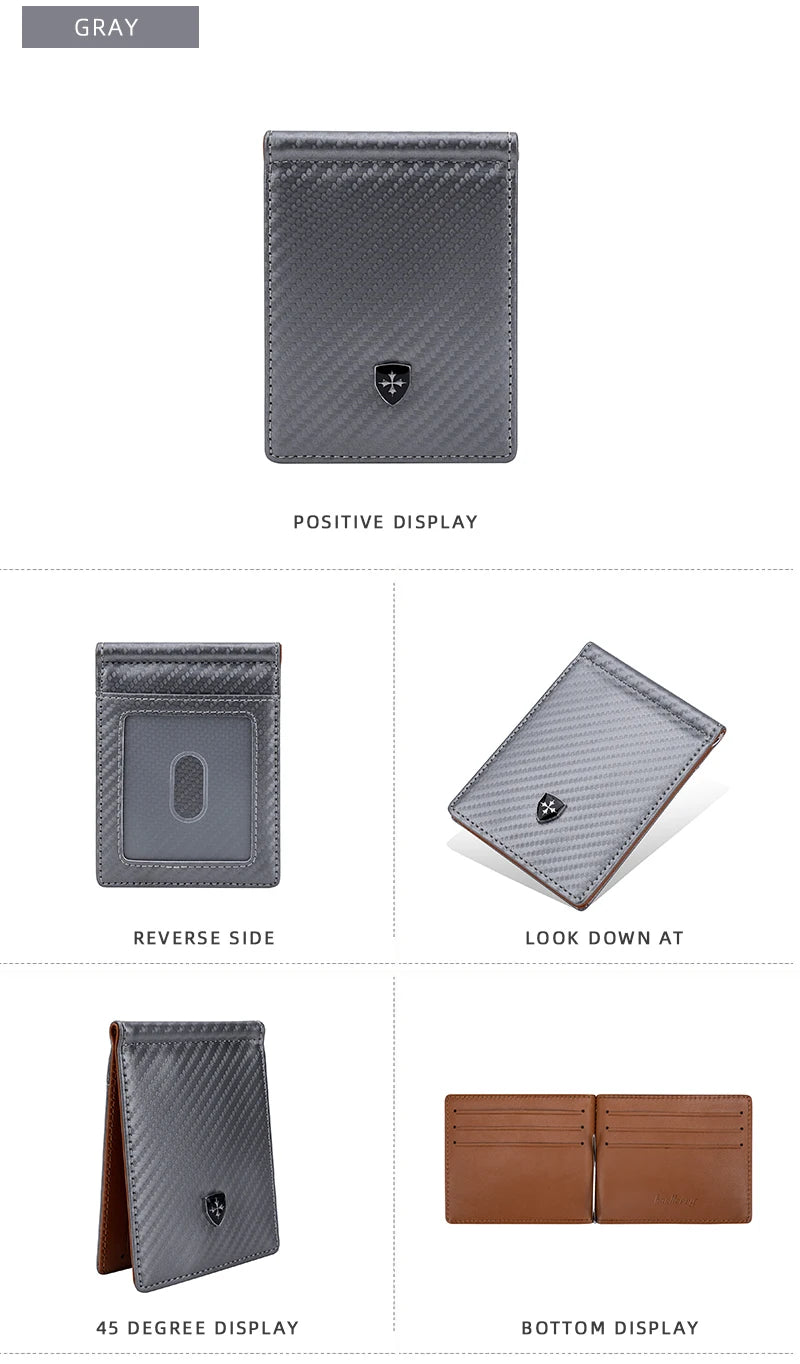 Free Name Engraving Men RFID Wallets Simple Card Holders Luxury Brand Male Carbon Fiber Card Clips Slim Mini Men's Money Clips