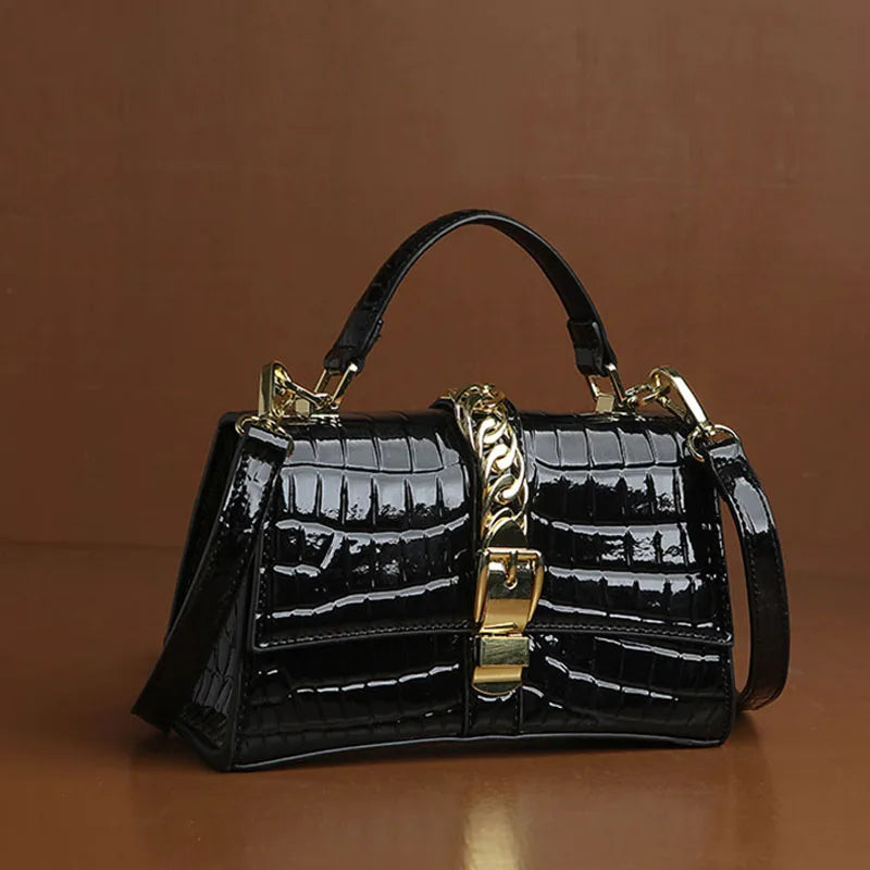 Real leather Handbag women's bag Crocodile patterned cowhide fashion luxury ladies handbags famous brand Women's leather bags