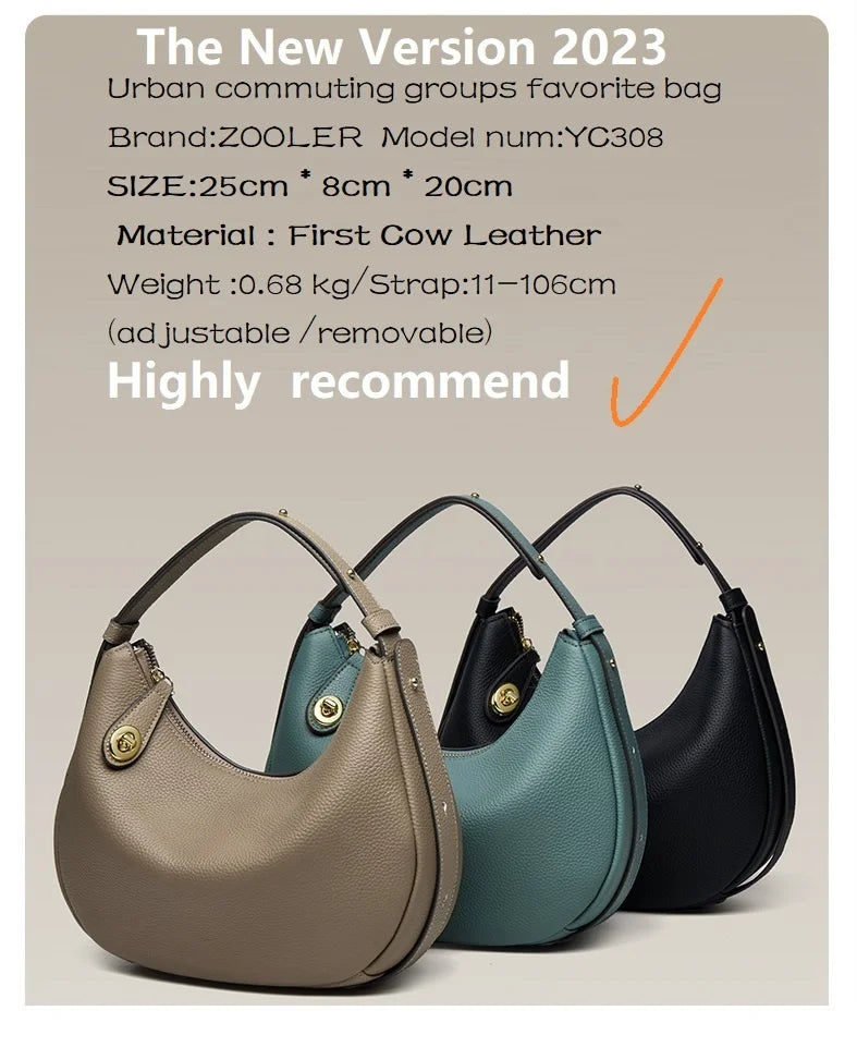 Original Cow Bag Fashion Luxury Real Leather Bags Handcraft Ladies Women Handbag Second Skin Half Moon Purses#SC1005