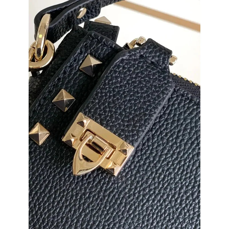 Stud rivet designer black luxury design small crossbody bag fashion leather shoulder messenger women purses and handbags