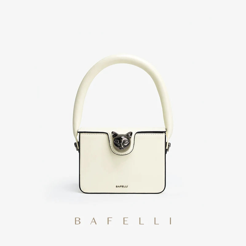 BAFELLI 2023 BAGS FOR WOMEN'S HANDBAG FASHION TREND BOXY LUXURY DESIGNER BRAND GENUINE LEATHER ORIGINAL FLAP PURSE EVENING CAT