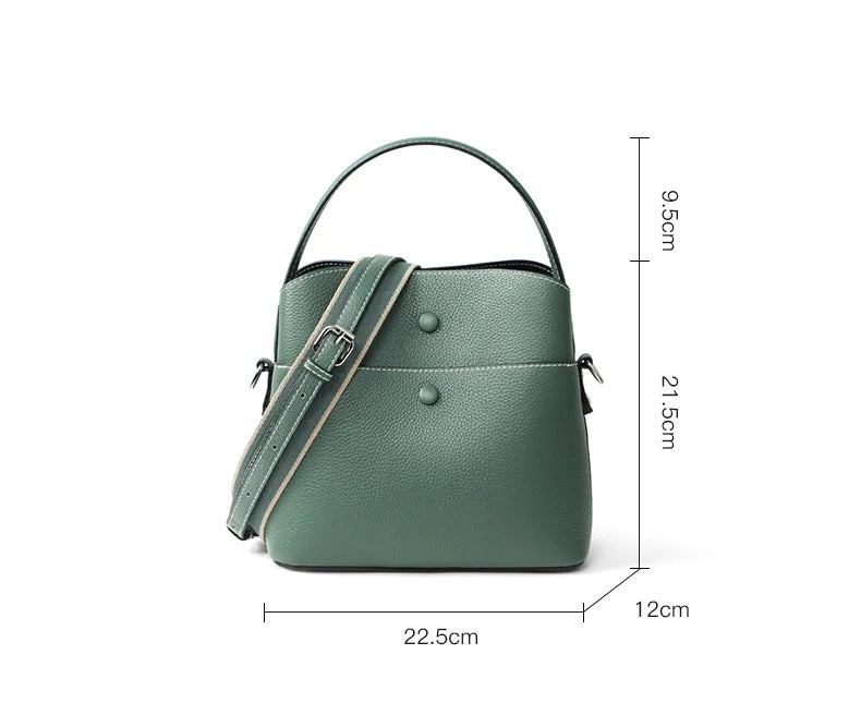 Luxury Handbags Women Crossbody Messenger Bag Genuine Leather Two Straps 2022 New Fashion Bucket Shoulder Bag