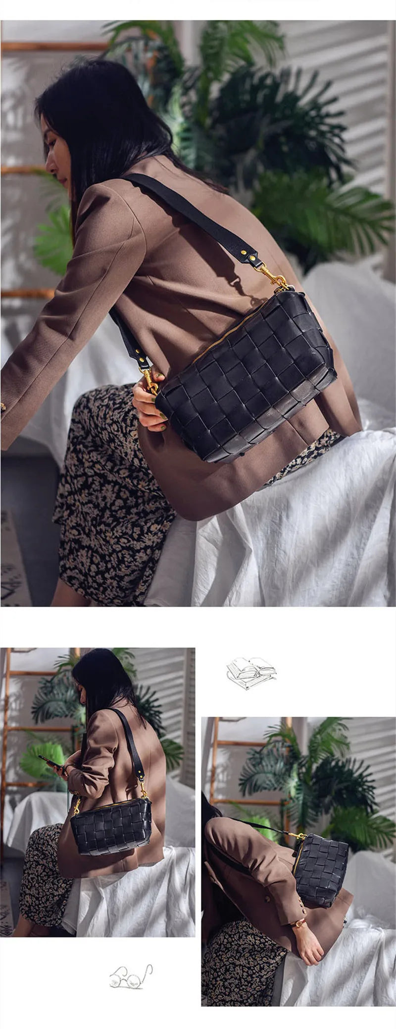 PNDME designer luxury genuine leather woven women's crossbody bag outdoor casual high quality real cowhide female shoulder bag