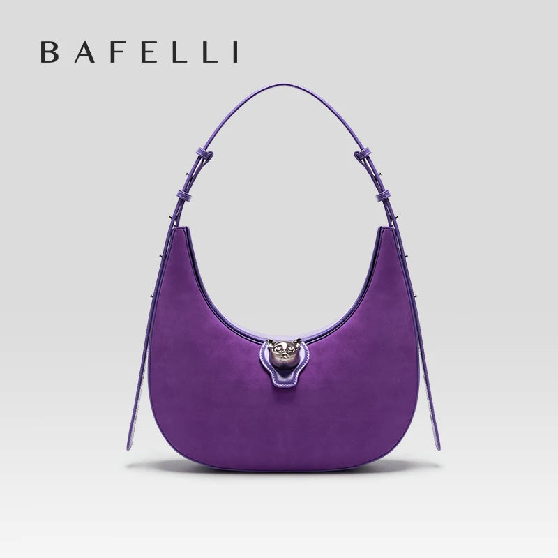 BAFELLI 2024 NEW WOMEN'S HANDBAG CAT SERIES GENUINE LEATHER LUXURY BRAND FASHION RETRO STYLE SHOULDER HOBOS FLAP BAGS FEMALE