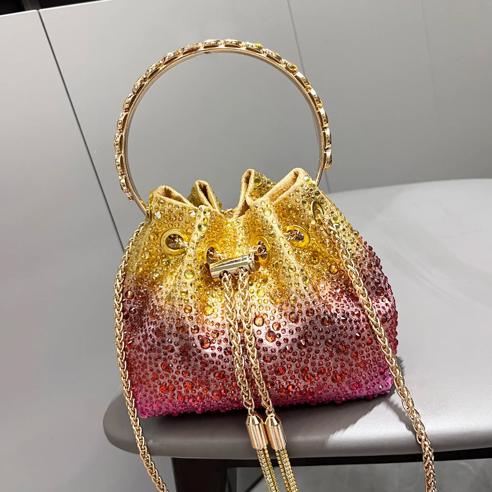 Handle Rhinestones Evening clutch Bag Purses and handbag luxury Designer shoulder bag Shiny Crystal Clutch purse bucket bag