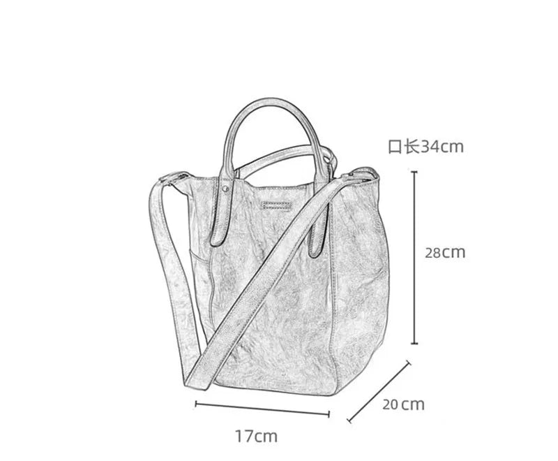 Fashion simple genuine leather women's tote bag designer vintage luxury real cowhide ladies weekend party shopping shoulder bag