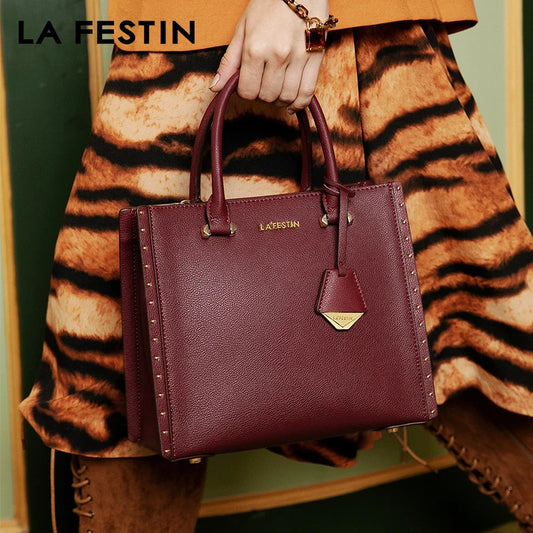 LA FESTIN 2024 New Women Handbags Shoulder Bag Large capacity Messenger Tassel Design Luxury Leather Female Bag Crossbody Bag