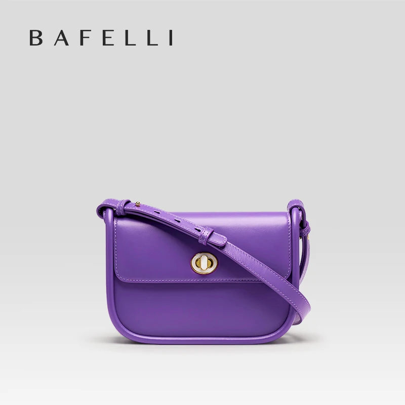 BAFELLI 2024 WOMEN'S NEW TREND LEATHER SADDLE BAGS FASHION STYLE ORIGINAL DESIGNER LUXURY BRAND CASUAL CROSSBODAY PURSE SHOULDER