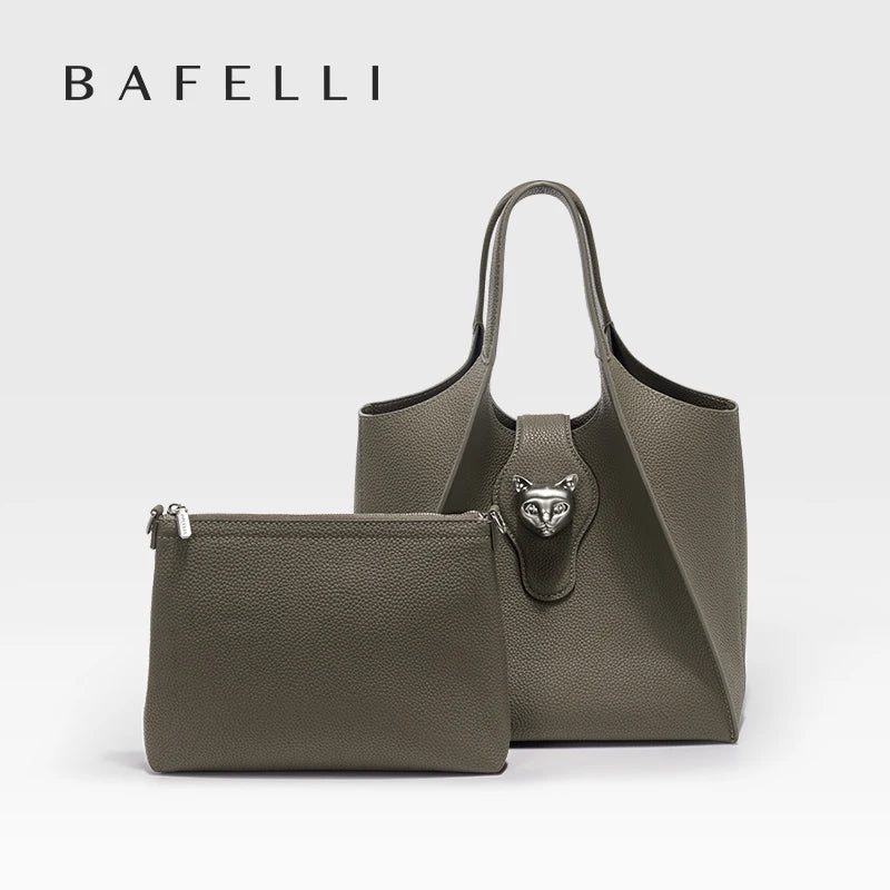 BAFELLI 2024 WOMEN'S HANDBAG TOTE TRAVEL BAGS GENUINE LEATHER CASUAL FASHION LUXURY BRAND UNISEX PURSE BUSINESS STYLISH DESIGNER