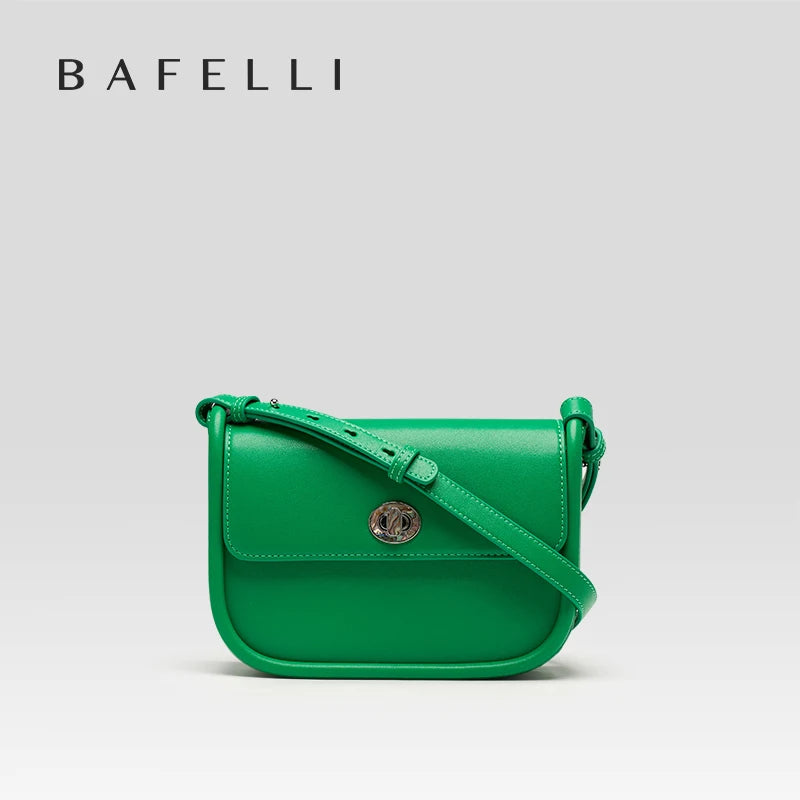 BAFELLI 2024 WOMEN'S NEW TREND LEATHER SADDLE BAGS FASHION STYLE ORIGINAL DESIGNER LUXURY BRAND CASUAL CROSSBODAY PURSE SHOULDER