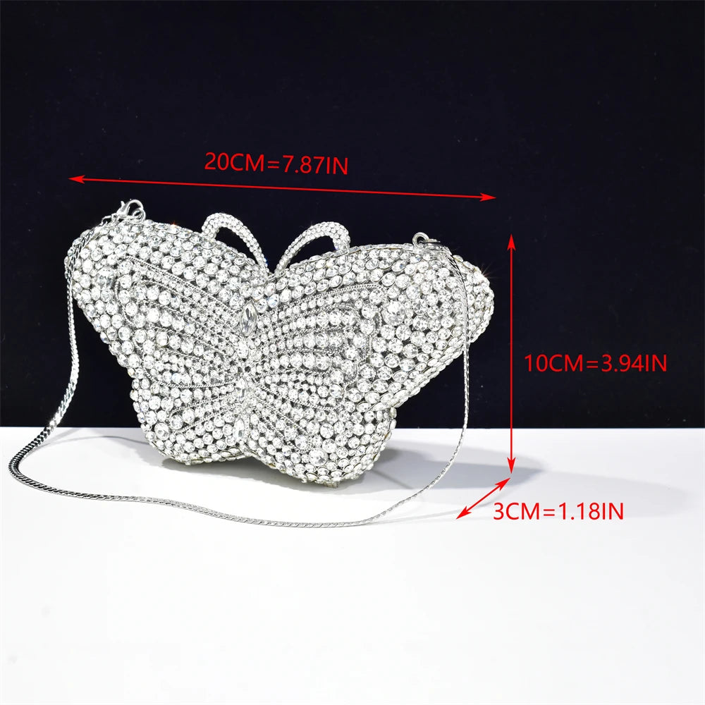 Female Luxury Diamonds Cute Handbags Ladies Bridal Party Gift Butterfly Shape Clutches Elegant Banquet Purse Evening Bags