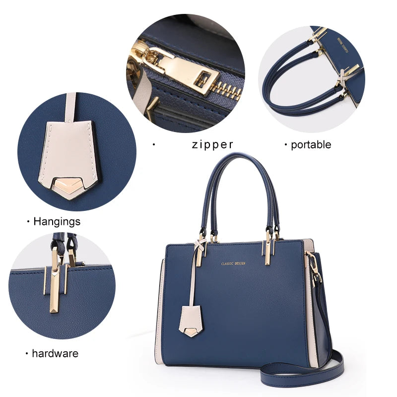 New Women's Handbag High end Fashion Versatile Cowhide Single Shoulder Crossbody Commuter Bag