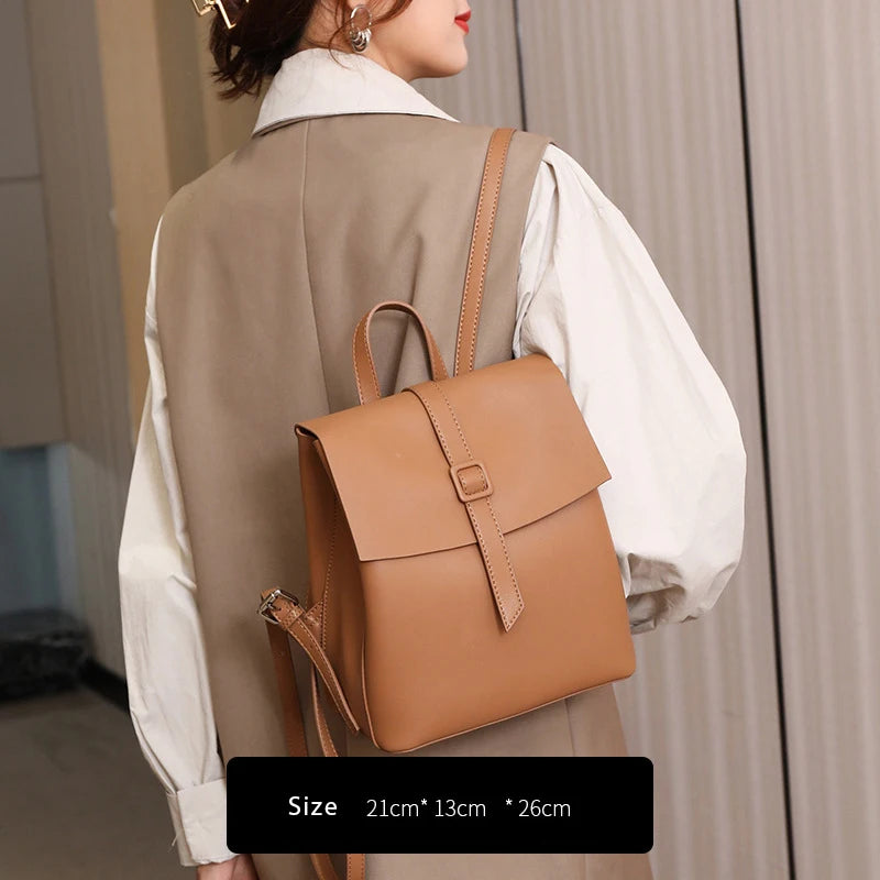 Luxury Genuine Leather Women Backpack Vintage Casual High Quality School Bag for Teenage Girl Travel Bag Mochila Mujer