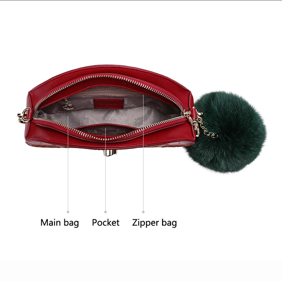 Luxury designer women's bag Large capacity shoulder bags Girl gift Genuine leather bag women's handbag Red