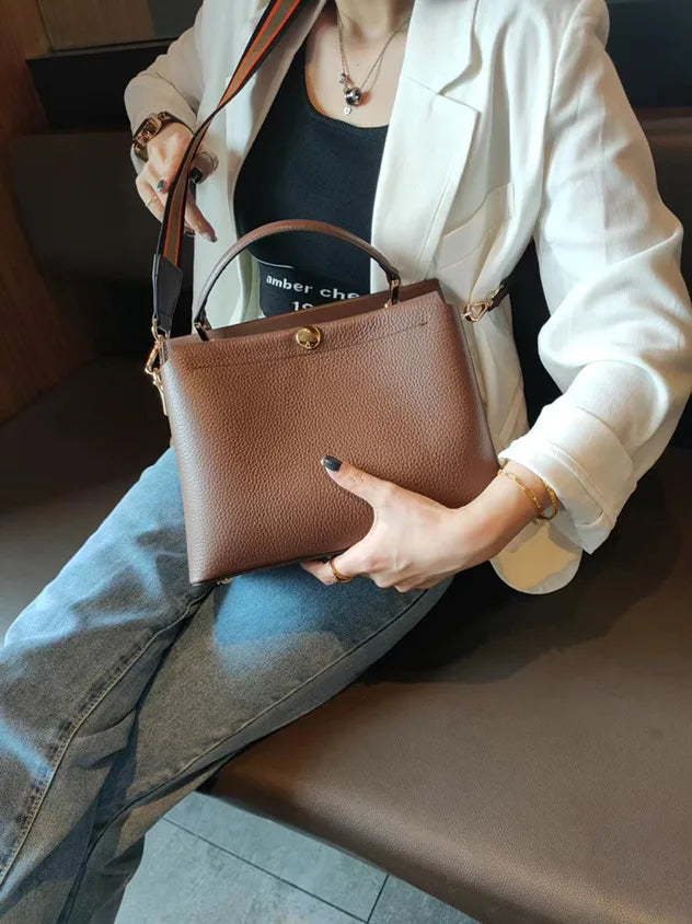 2023 Luxury Brand Design Women's Handbag 100% Genuine Leather Tote Bag All-match Real Skin Cross Body Bag Classic Satchel Purse