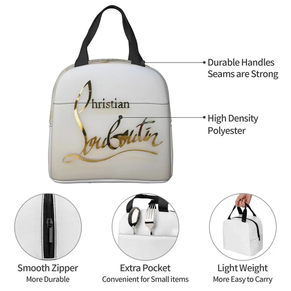 Christians High Heels Louboutins Insulated Lunch Bags Thermal Bag Meal Container Lady Beauty Large Tote Lunch Box Bento Pouch