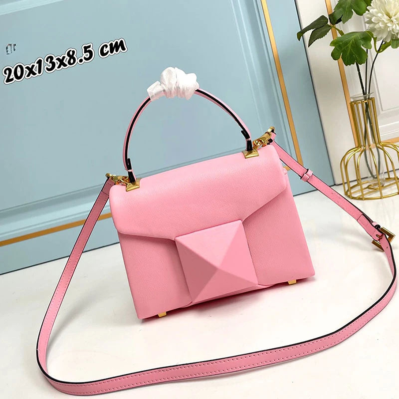 Women's Luxury Large Rivet Handbag Soft Genuine Leather One Shoulder Bag Fashion Lady Purse Evening Party Clutch Bag 2023 New