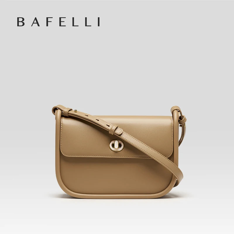 BAFELLI 2024 WOMEN'S NEW TREND LEATHER SADDLE BAGS FASHION STYLE ORIGINAL DESIGNER LUXURY BRAND CASUAL CROSSBODAY PURSE SHOULDER