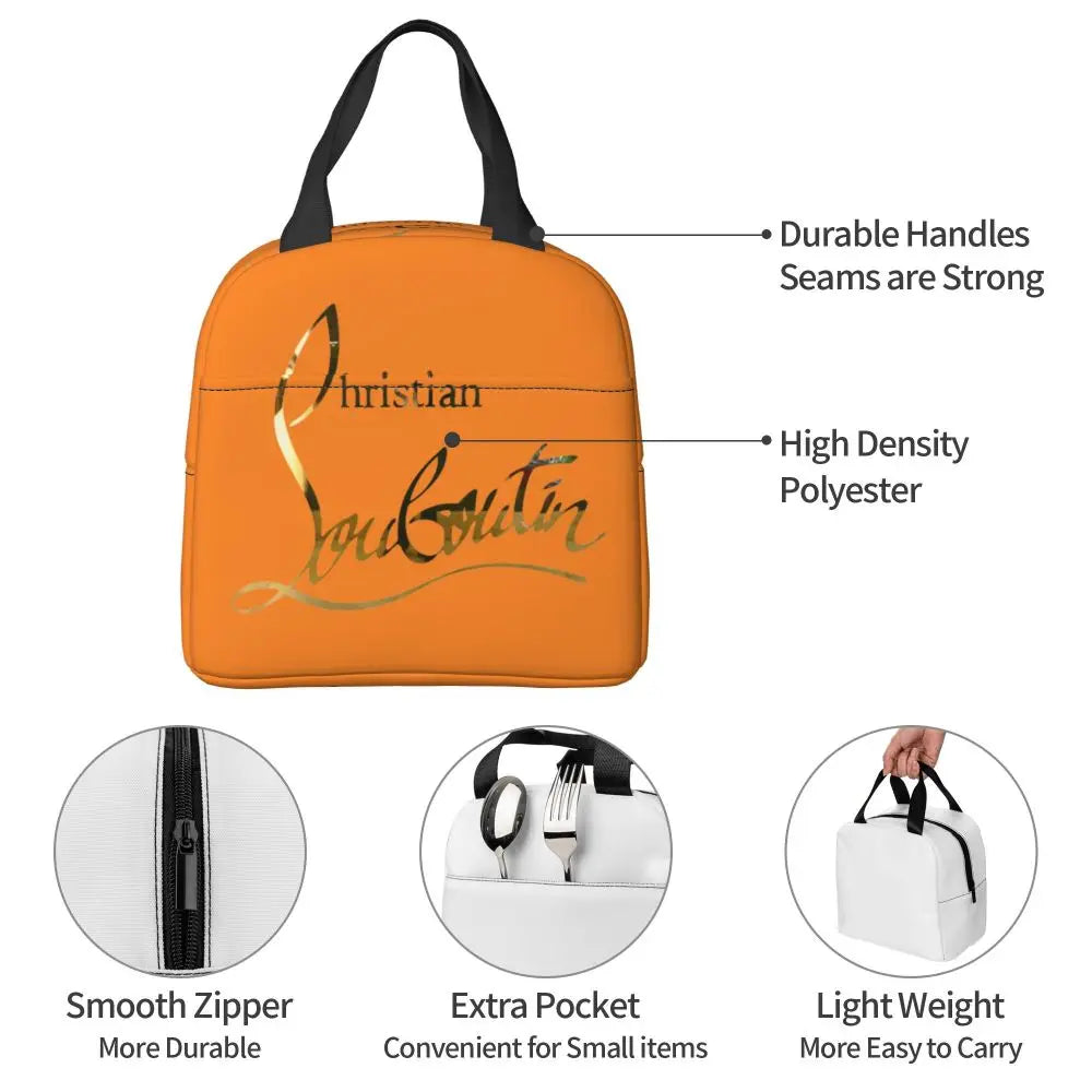 Christians High Heels Louboutins Insulated Lunch Bags Thermal Bag Meal Container Lady Beauty Large Tote Lunch Box Bento Pouch