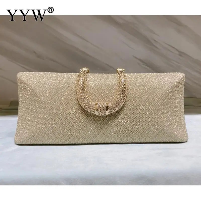 YYW Evening Bags For Women Fashion Gold Luxury Clutches And Purse Chain Shoulder Bags Handbags Banquet Glitter Clutch Sac A Main