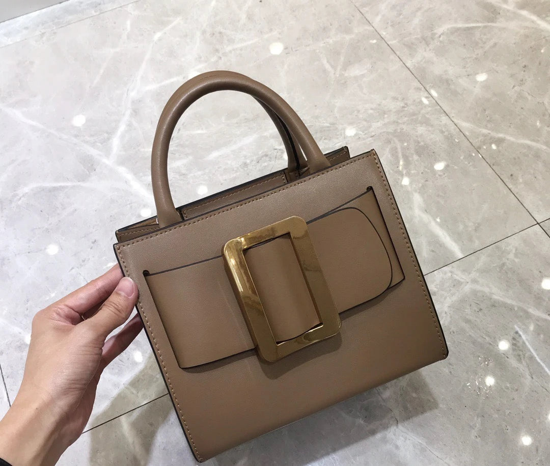 Handbags for Women 2022 Designer Luxury Genuine Leather Metal Square Buckle Shoulder Crossbody Bag Fashion Top Quality Tote Bag