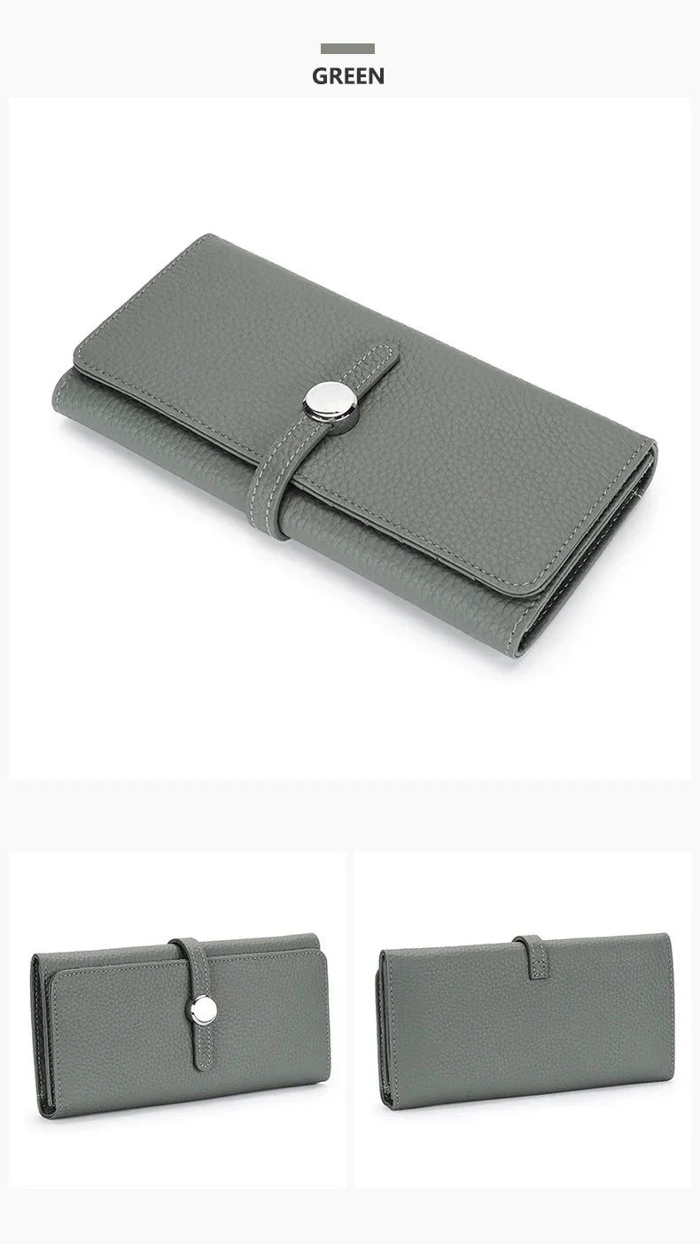 LOERSS Genuine Leather Wallet Women's Long Clutch Luxury Purses Fashion Ladies Zipper Pocket Coin Card Holder 2023 New Wallet