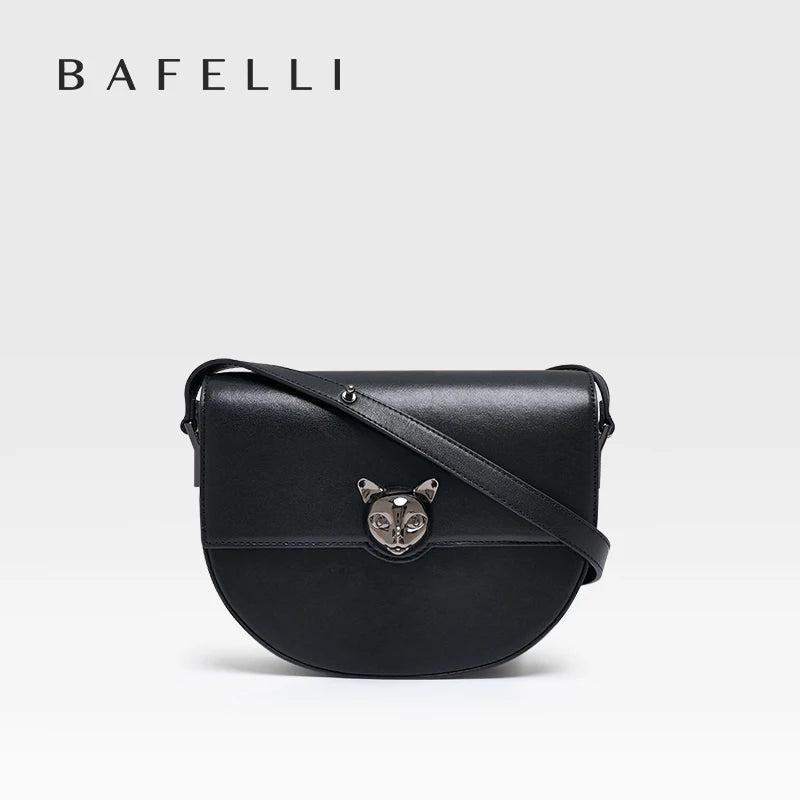 BAFELLI WOMEN'S 2023 NEW LUXURY GENUINE LEATHER FASHION CROSSBODY CAT BAGS FEMALE CASUAL STYLISH SADDLE SHOULDER PURSE BRAND