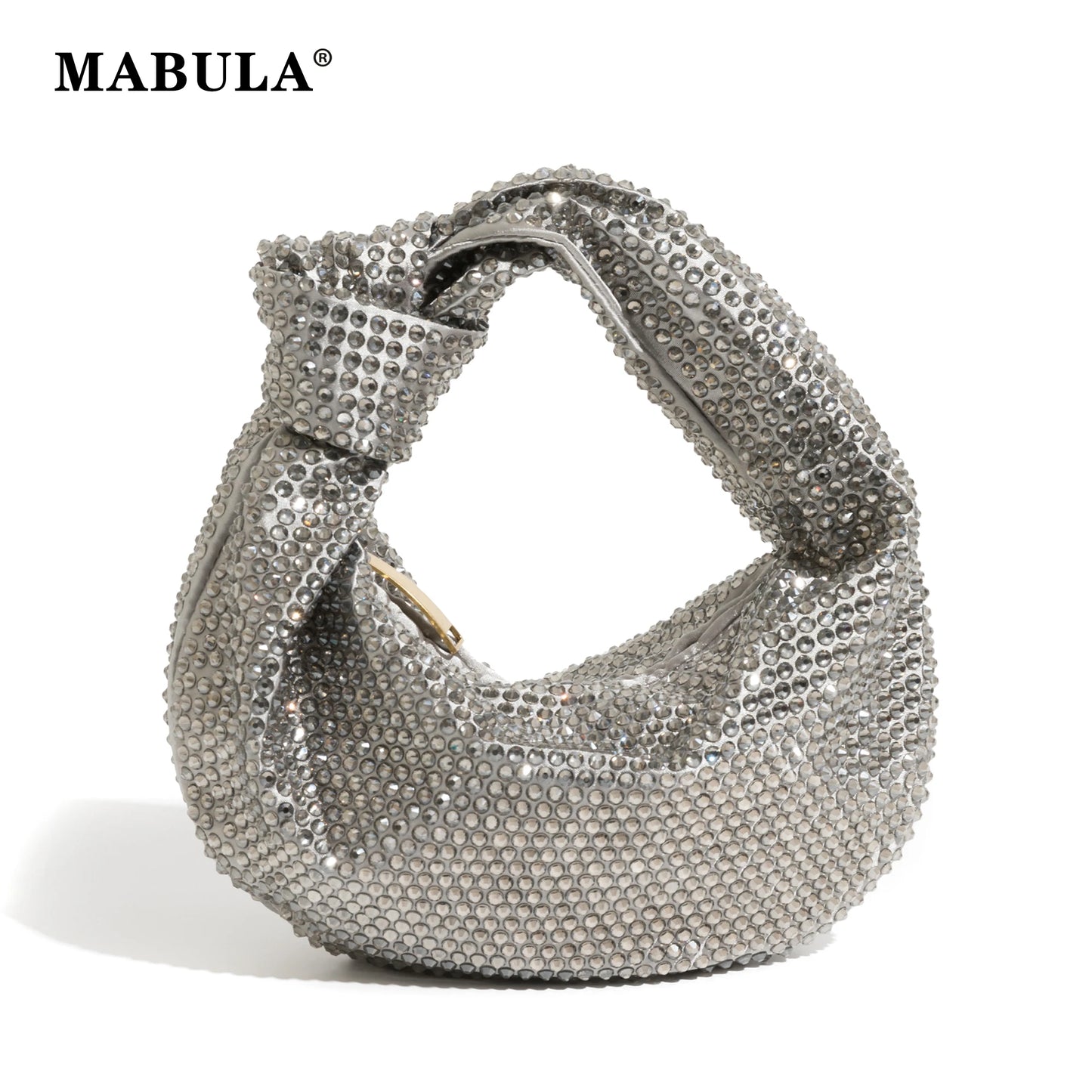 MABULA Designer Ladies Clutch Rhinestone Evening Purse Knoted Sparkling Crystal Diamond Wedding Handbag Luxury Glitter Party Bag