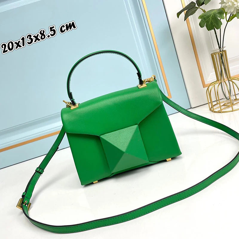 Women's Luxury Large Rivet Handbag Soft Genuine Leather One Shoulder Bag Fashion Lady Purse Evening Party Clutch Bag 2023 New