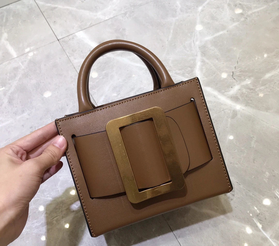 Handbags for Women 2022 Designer Luxury Genuine Leather Metal Square Buckle Shoulder Crossbody Bag Fashion Top Quality Tote Bag