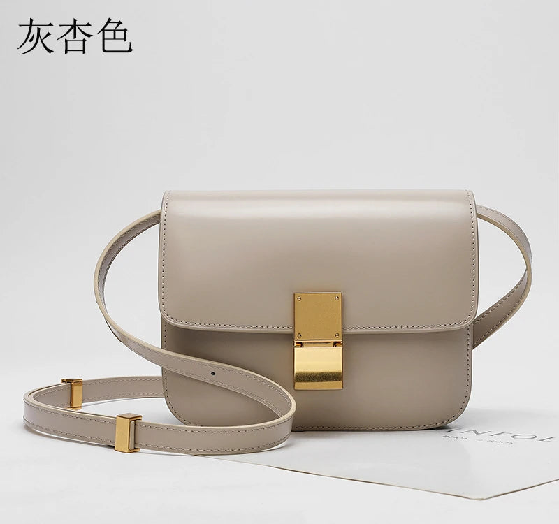 New Tofu Bag Luxury Brand Top Quality Smooth Genuine Leather One Shoulder Messenger Bag Fashion Women's Small Square Box Bag