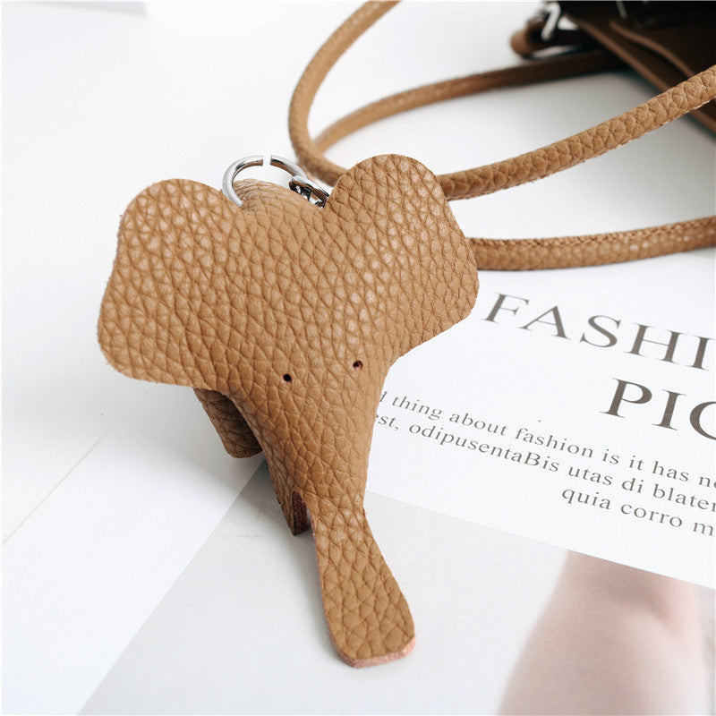 2024 Most Popular Togo Cowhide Leather Bucket Bag Small Neat All-match Elegant Women Shoulder Bag with Elephant Ornaments