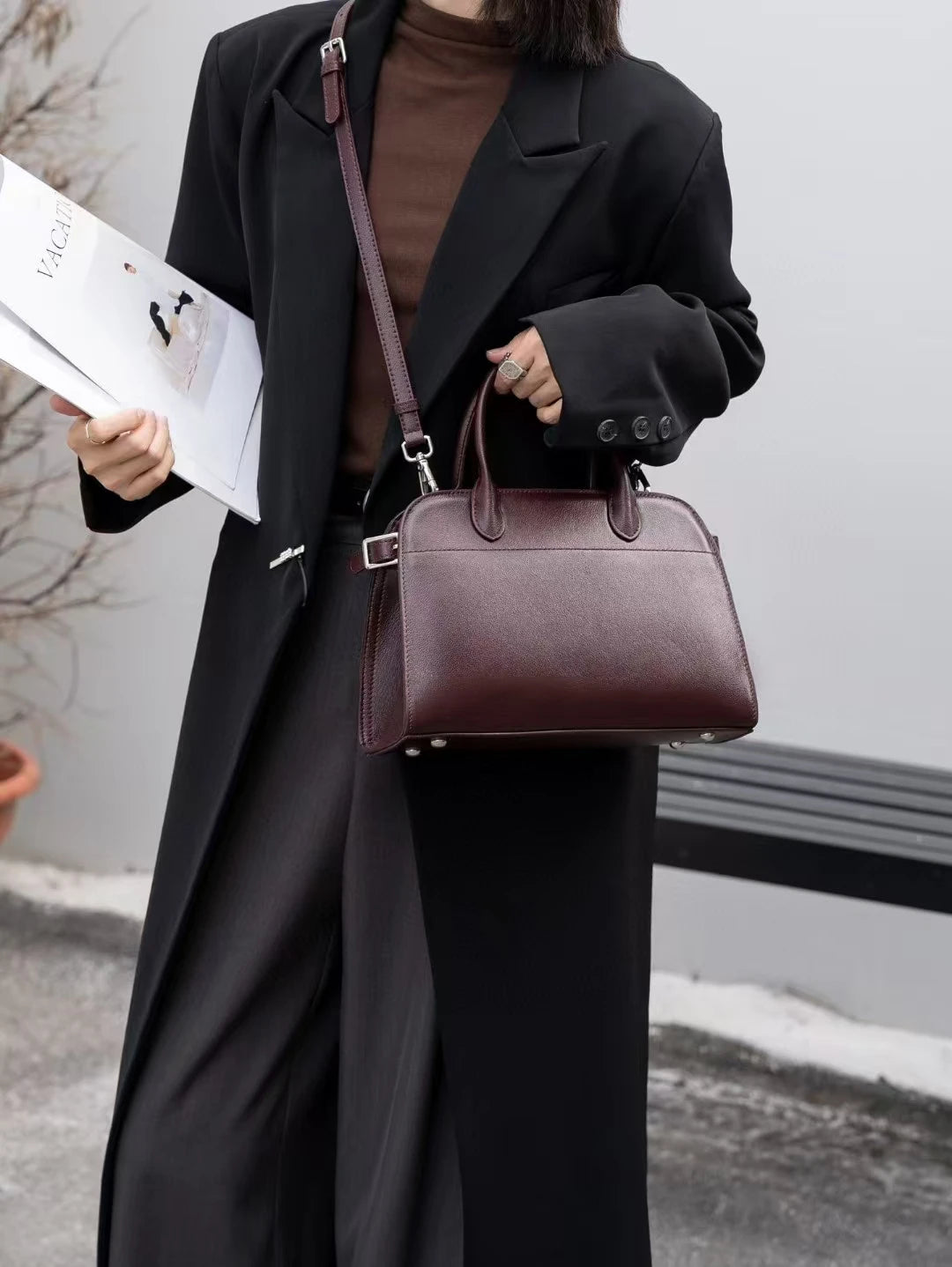 New Stylish Luxury Large Capacity Office Lady Commuter Tote Top Layer Vegetable Tanned Cow Leather Female Shoulder Bag Handbag