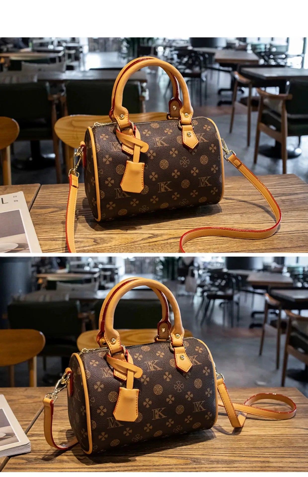 Fashionable Luxury Brand Mini Boston Pillow Handbag with High Texture and Temperament Casual Printed Letter Crossbody Bag