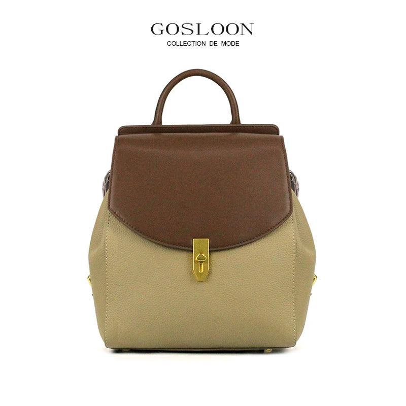 GOSLOON-Luxury Brand Handbags Women's High Quality New Travel Casual Retro Ladies Backpack Handbags Leather Bags GOSLOON-H40